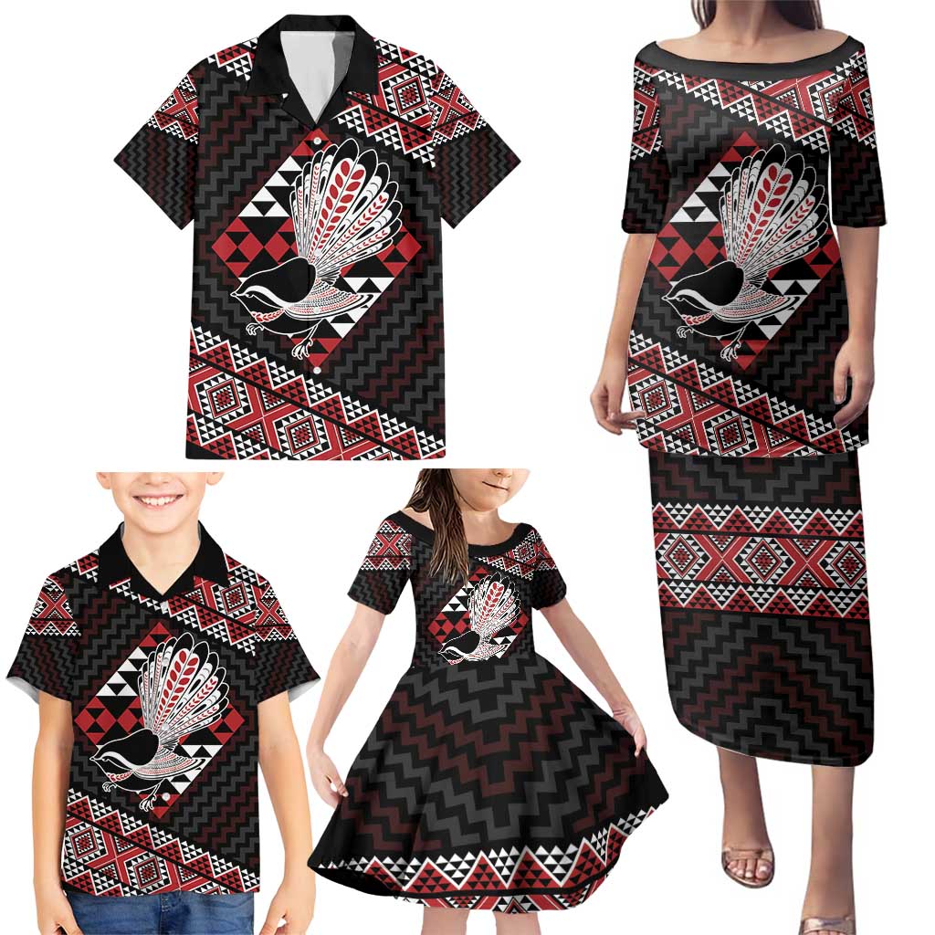 Taniko Aotearoa Family Matching Puletasi and Hawaiian Shirt Poutama Mix Piwakawaka LT7 - Polynesian Pride