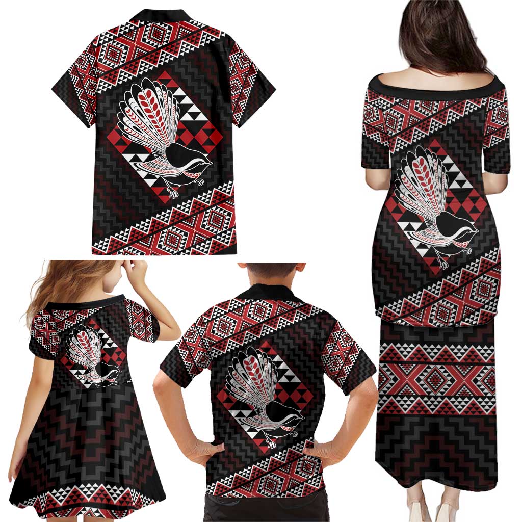 Taniko Aotearoa Family Matching Puletasi and Hawaiian Shirt Poutama Mix Piwakawaka LT7 - Polynesian Pride