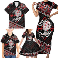 Taniko Aotearoa Family Matching Short Sleeve Bodycon Dress and Hawaiian Shirt Poutama Mix Piwakawaka LT7 - Polynesian Pride
