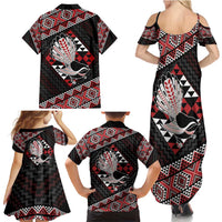 Taniko Aotearoa Family Matching Summer Maxi Dress and Hawaiian Shirt Poutama Mix Piwakawaka LT7 - Polynesian Pride