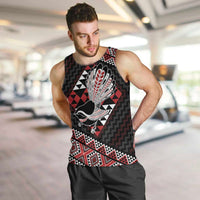 Taniko Aotearoa Men Tank Top Poutama Mix Piwakawaka LT7 Red - Polynesian Pride