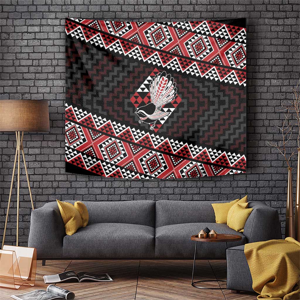Taniko Aotearoa Tapestry Poutama Mix Piwakawaka LT7 Red - Polynesian Pride