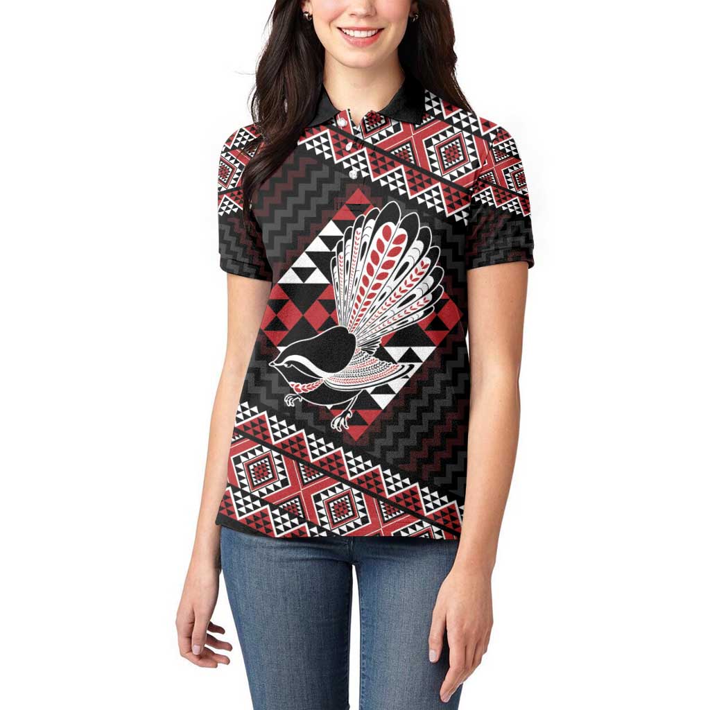 Taniko Aotearoa Women Polo Shirt Poutama Mix Piwakawaka