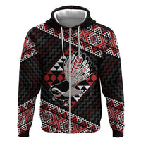 Taniko Aotearoa Zip Hoodie Poutama Mix Piwakawaka LT7 Zip Hoodie Red - Polynesian Pride
