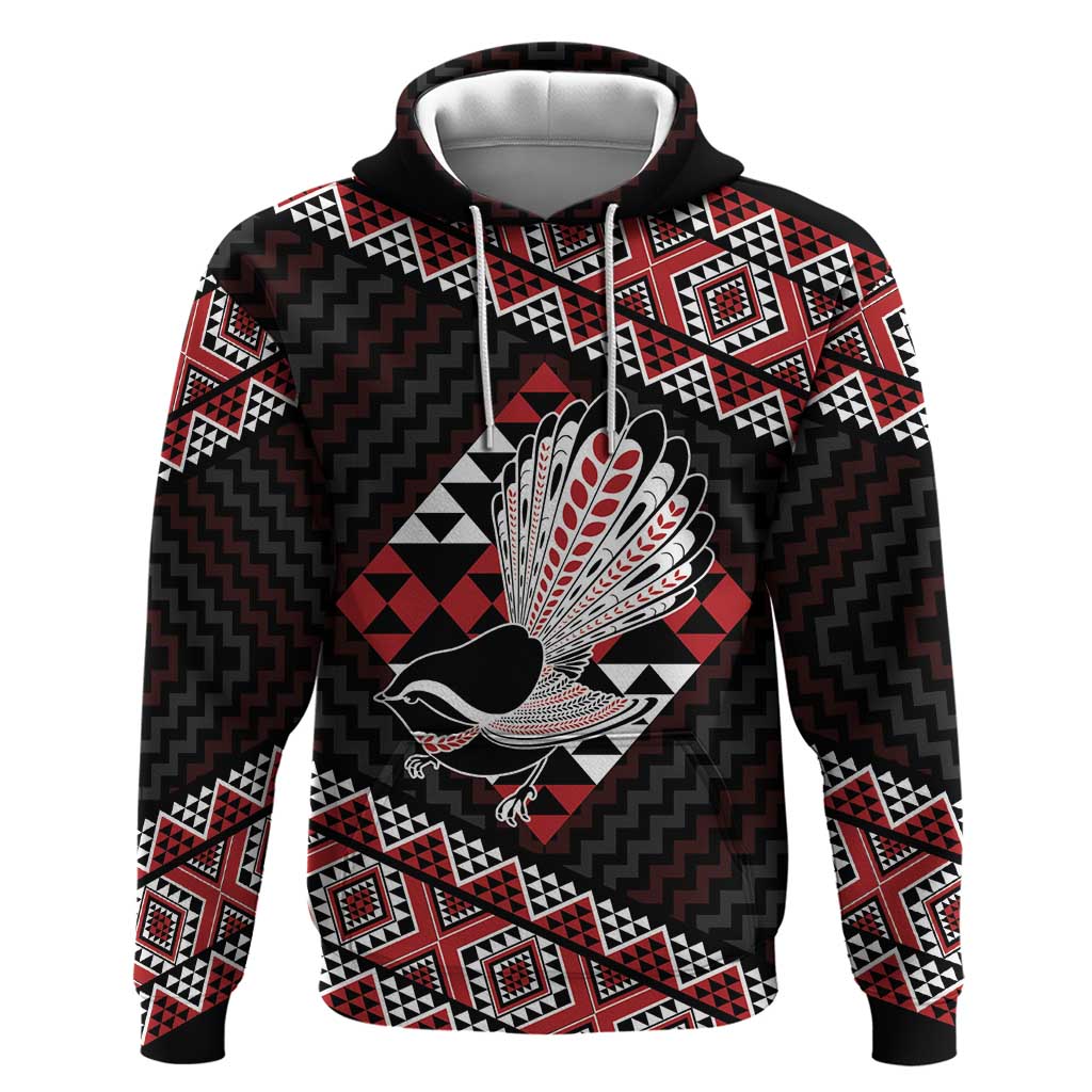 Taniko Aotearoa Zip Hoodie Poutama Mix Piwakawaka LT7 Pullover Hoodie Red - Polynesian Pride