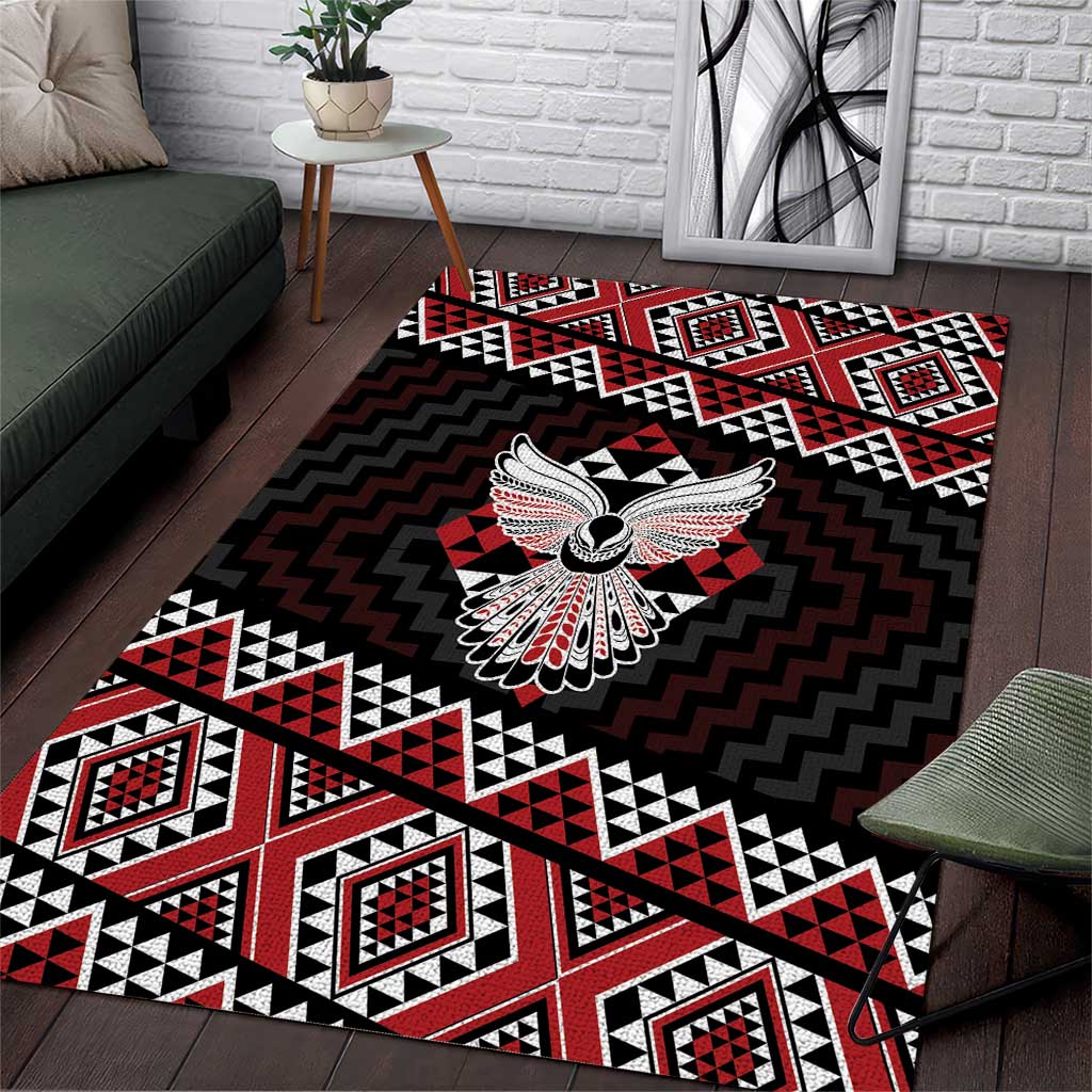 Taniko Aotearoa Area Rug Poutama Mix Piwakawaka - Ver02 LT7 Red - Polynesian Pride
