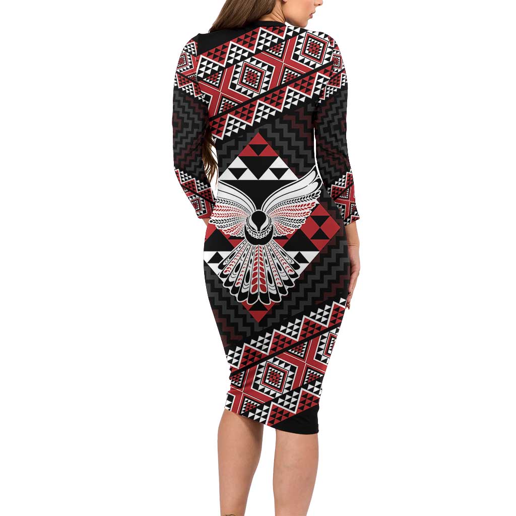Taniko Aotearoa Family Matching Long Sleeve Bodycon Dress and Hawaiian Shirt Poutama Mix Piwakawaka - Ver02 LT7 - Polynesian Pride
