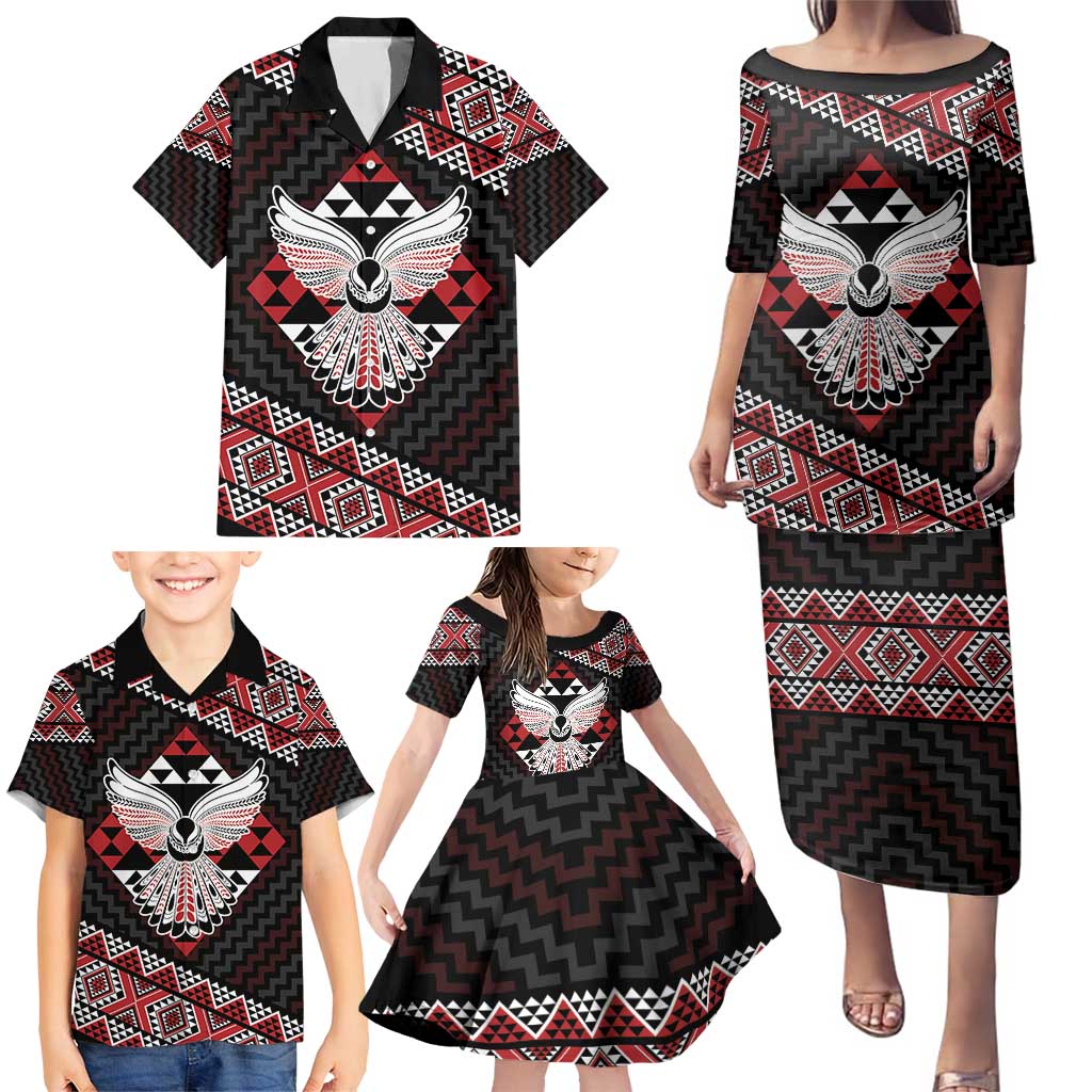 Taniko Aotearoa Family Matching Puletasi and Hawaiian Shirt Poutama Mix Piwakawaka - Ver02 LT7 - Polynesian Pride