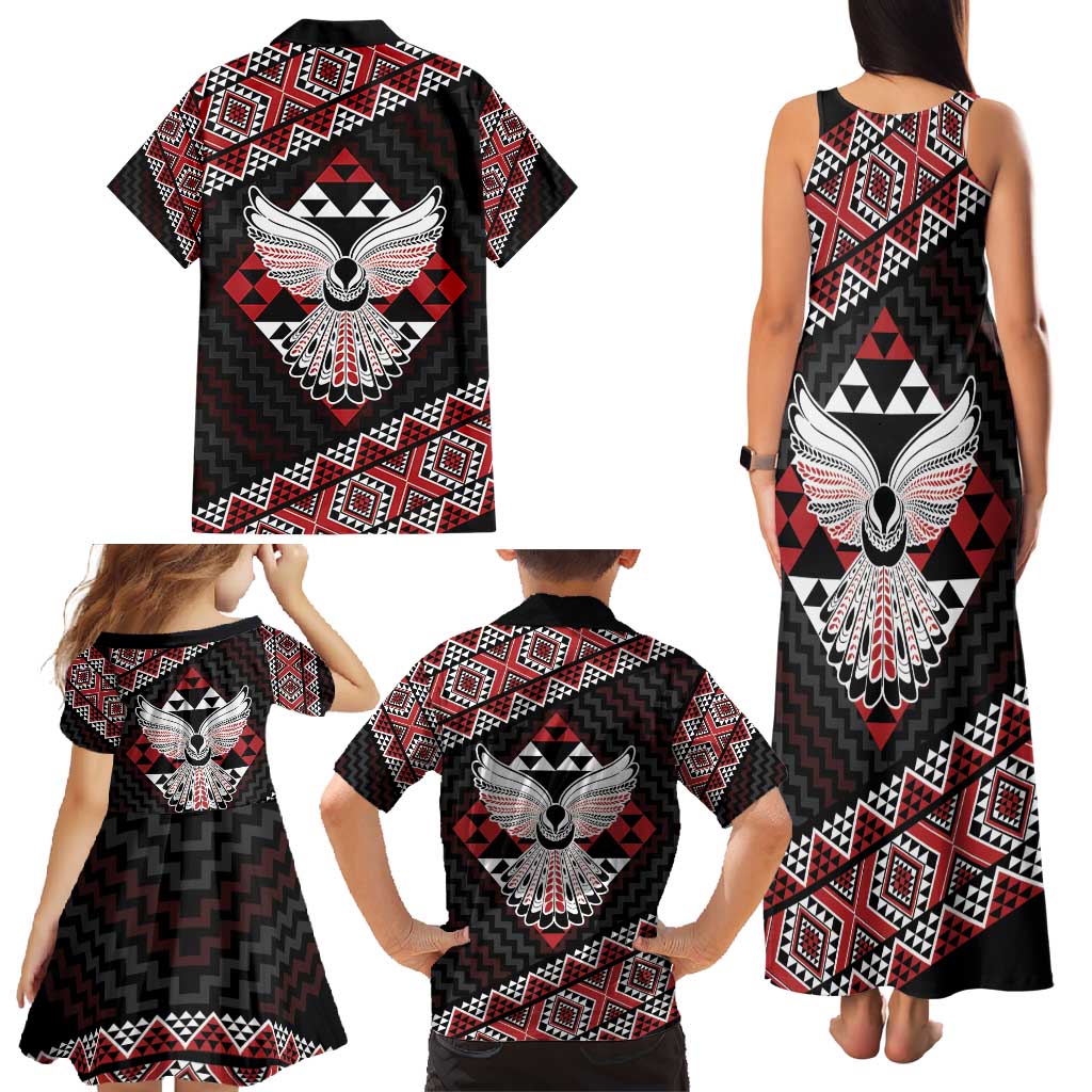 Taniko Aotearoa Family Matching Tank Maxi Dress and Hawaiian Shirt Poutama Mix Piwakawaka - Ver02 LT7 - Polynesian Pride