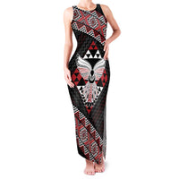 Taniko Aotearoa Family Matching Tank Maxi Dress and Hawaiian Shirt Poutama Mix Piwakawaka - Ver02 LT7 Mom's Dress Red - Polynesian Pride