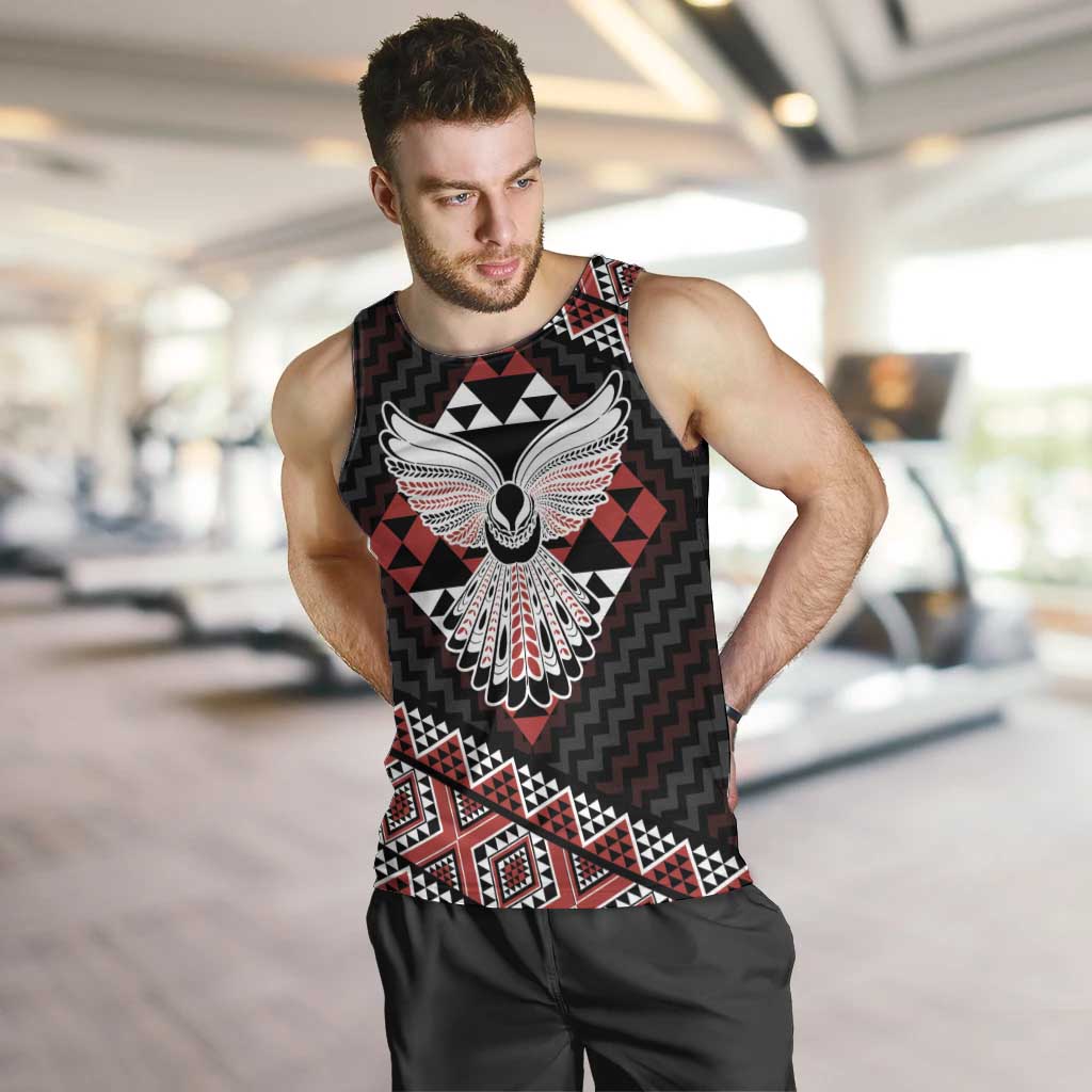 Taniko Aotearoa Men Tank Top Poutama Mix Piwakawaka - Ver02 LT7 Red - Polynesian Pride