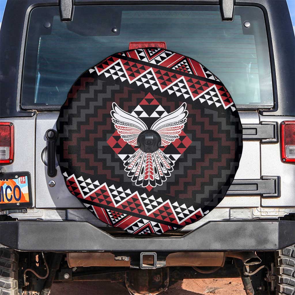Taniko Aotearoa Spare Tire Cover Poutama Mix Piwakawaka - Ver02 LT7 Red - Polynesian Pride