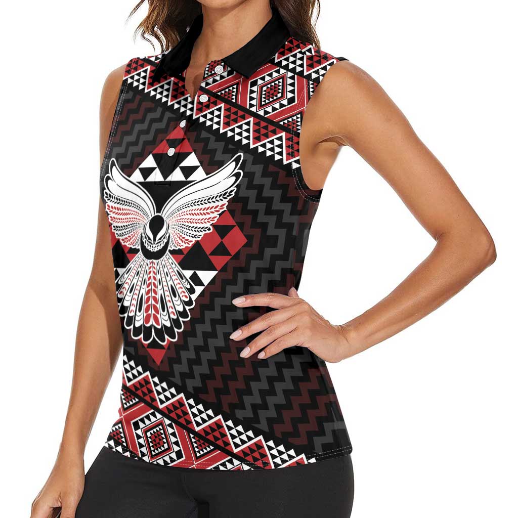 Taniko Aotearoa Women Sleeveless Polo Shirt Poutama Mix Piwakawaka - Ver02 LT7 - Polynesian Pride