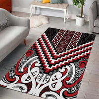 Maori Tukutuku Taniko Motifs Area Rug Red Poutama Mix Kowhaiwhai LT7 - Polynesian Pride