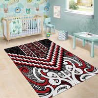 Maori Tukutuku Taniko Motifs Area Rug Red Poutama Mix Kowhaiwhai LT7 - Polynesian Pride
