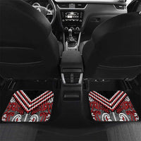 Maori Tukutuku Taniko Motifs Car Mats Red Poutama Mix Kowhaiwhai LT7 Set 2pcs - Back Red - Polynesian Pride