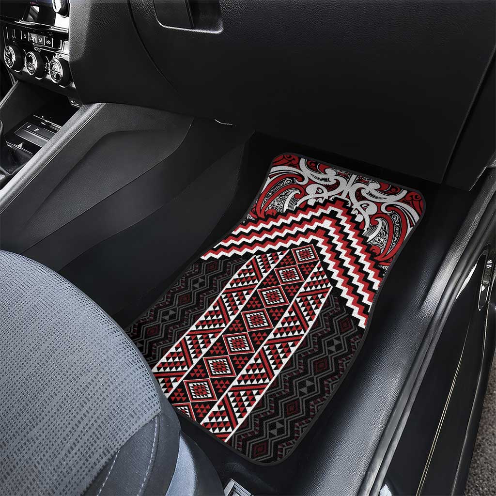 Maori Tukutuku Taniko Motifs Car Mats Red Poutama Mix Kowhaiwhai LT7 - Polynesian Pride