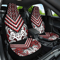 Maori Tukutuku Taniko Motifs Car Seat Cover Red Poutama Mix Kowhaiwhai LT7 One Size Red - Polynesian Pride