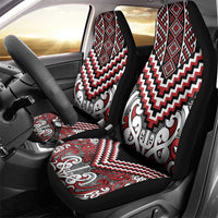 Maori Tukutuku Taniko Motifs Car Seat Cover Red Poutama Mix Kowhaiwhai LT7 - Polynesian Pride