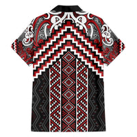 Maori Tukutuku Taniko Motifs Family Matching Summer Maxi Dress and Hawaiian Shirt Red Poutama Mix Kowhaiwhai LT7 - Polynesian Pride