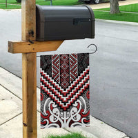 Maori Tukutuku Taniko Motifs Garden Flag Red Poutama Mix Kowhaiwhai LT7 - Polynesian Pride
