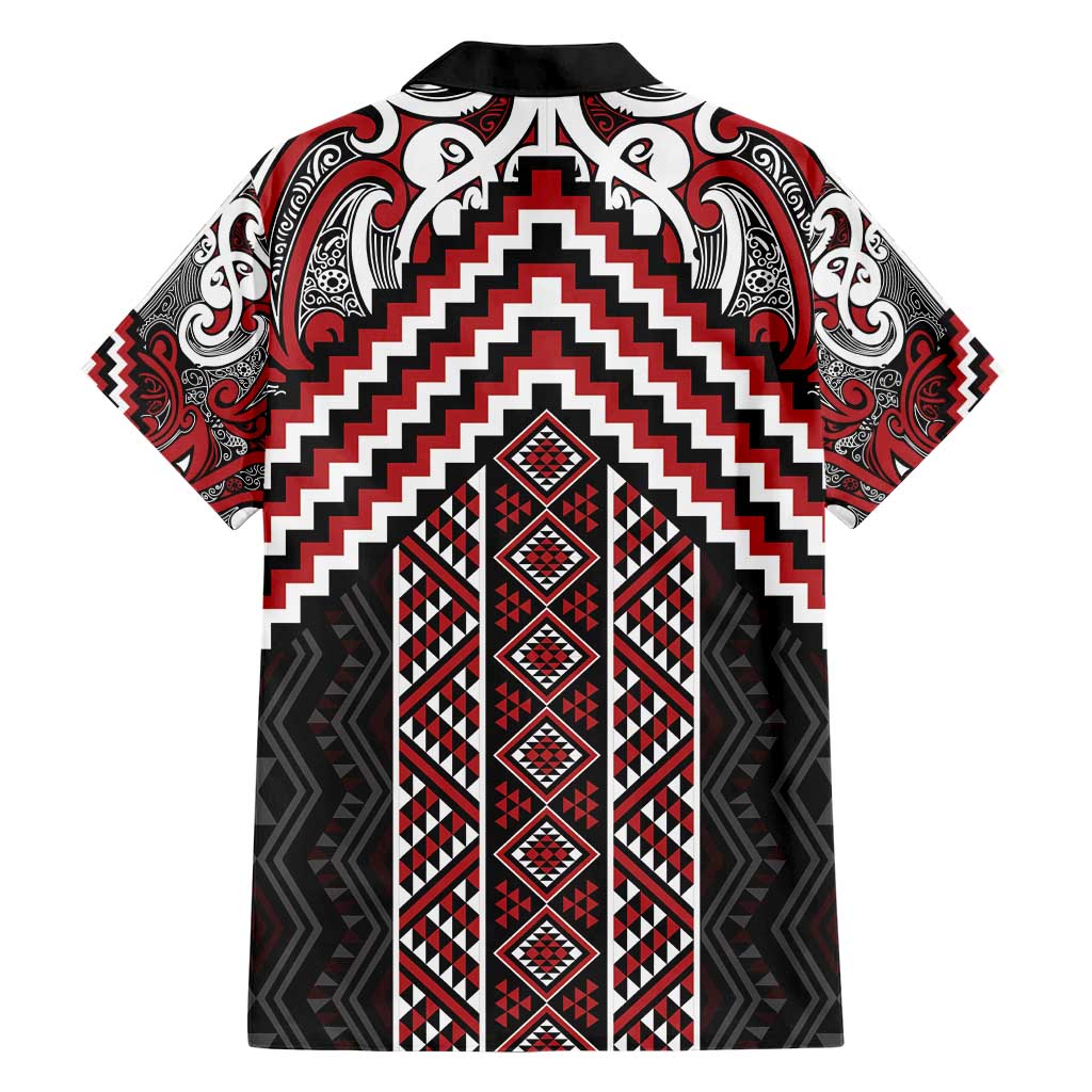 Maori Tukutuku Taniko Motifs Hawaiian Shirt Red Poutama Mix Kowhaiwhai LT7 - Polynesian Pride