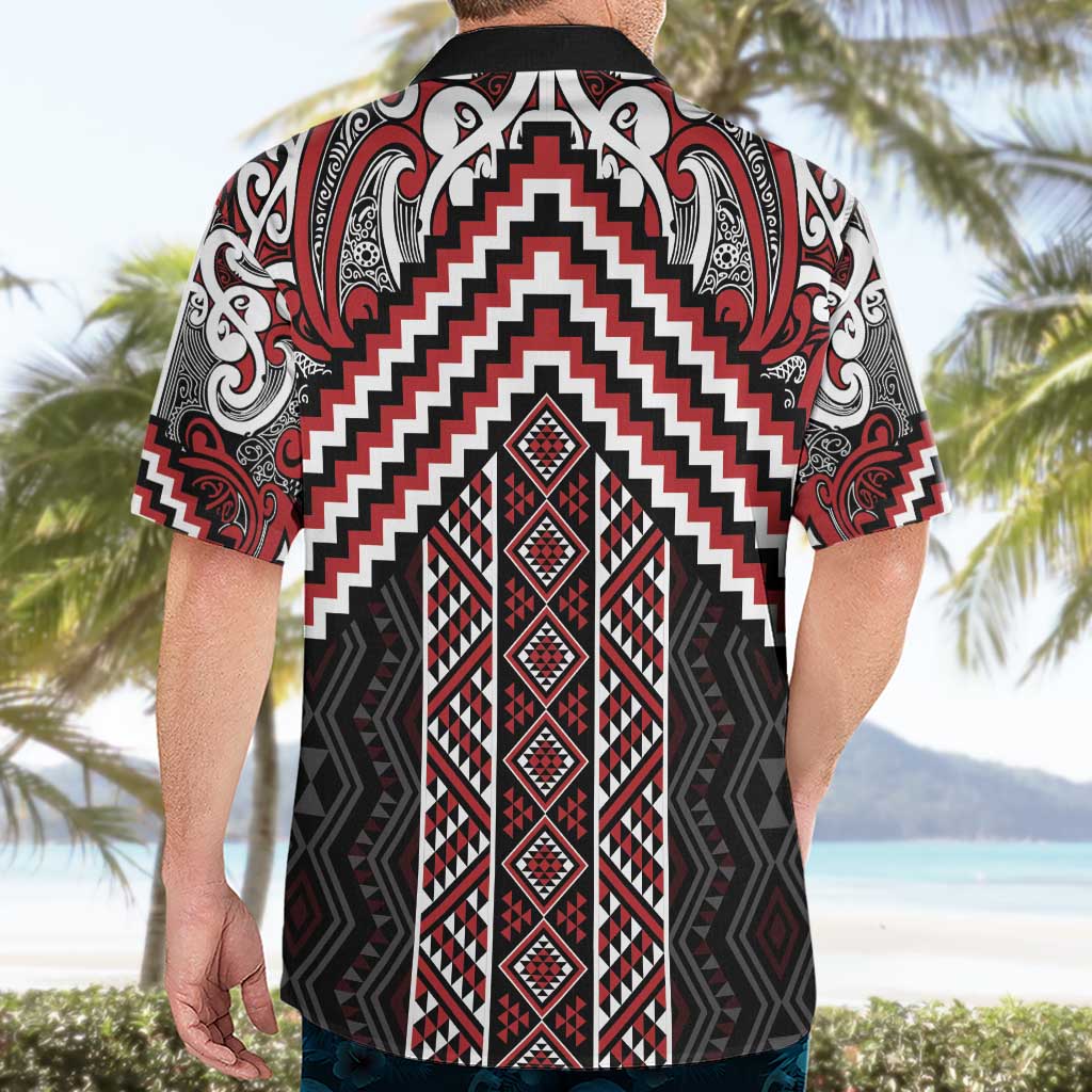 Maori Tukutuku Taniko Motifs Hawaiian Shirt Red Poutama Mix Kowhaiwhai LT7 - Polynesian Pride