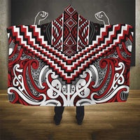 Maori Tukutuku Taniko Motifs Hooded Blanket Red Poutama Mix Kowhaiwhai LT7 - Polynesian Pride