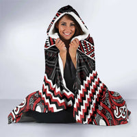 Maori Tukutuku Taniko Motifs Hooded Blanket Red Poutama Mix Kowhaiwhai LT7 - Polynesian Pride