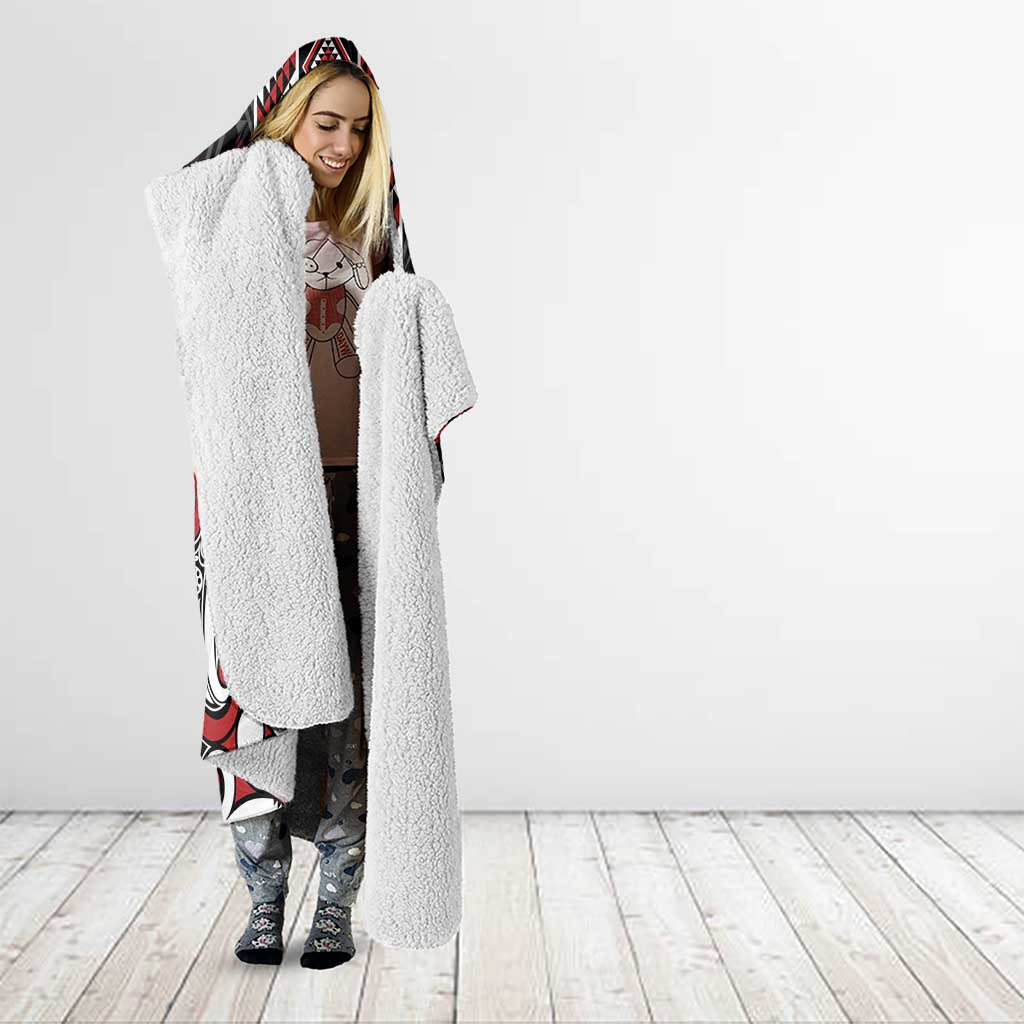 Maori Tukutuku Taniko Motifs Hooded Blanket Red Poutama Mix Kowhaiwhai LT7 - Polynesian Pride