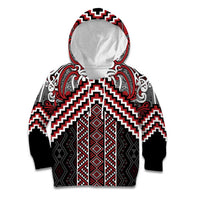 Maori Tukutuku Taniko Motifs Kid Hoodie Red Poutama Mix Kowhaiwhai LT7 Hoodie Red - Polynesian Pride