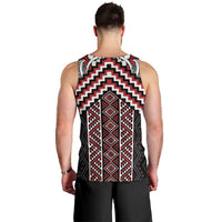Maori Tukutuku Taniko Motifs Men Tank Top Red Poutama Mix Kowhaiwhai LT7 - Polynesian Pride