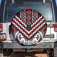Maori Tukutuku Taniko Motifs Spare Tire Cover Red Poutama Mix Kowhaiwhai LT7 Red - Polynesian Pride