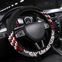 Maori Tukutuku Taniko Motifs Steering Wheel Cover Red Poutama Mix Kowhaiwhai LT7 Universal Fit Red - Polynesian Pride