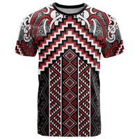Maori Tukutuku Taniko Motifs T Shirt Red Poutama Mix Kowhaiwhai LT7 Red - Polynesian Pride