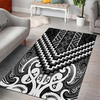 Maori Tukutuku Taniko Motifs Area Rug Black Poutama Mix Kowhaiwhai LT7 - Polynesian Pride