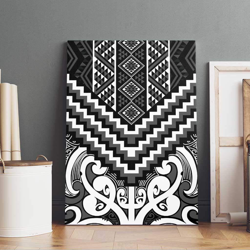 Maori Tukutuku Taniko Motifs Canvas Wall Art Black Poutama Mix Kowhaiwhai LT7 - Polynesian Pride