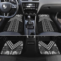 Maori Tukutuku Taniko Motifs Car Mats Black Poutama Mix Kowhaiwhai LT7 Set 4pcs Black - Polynesian Pride
