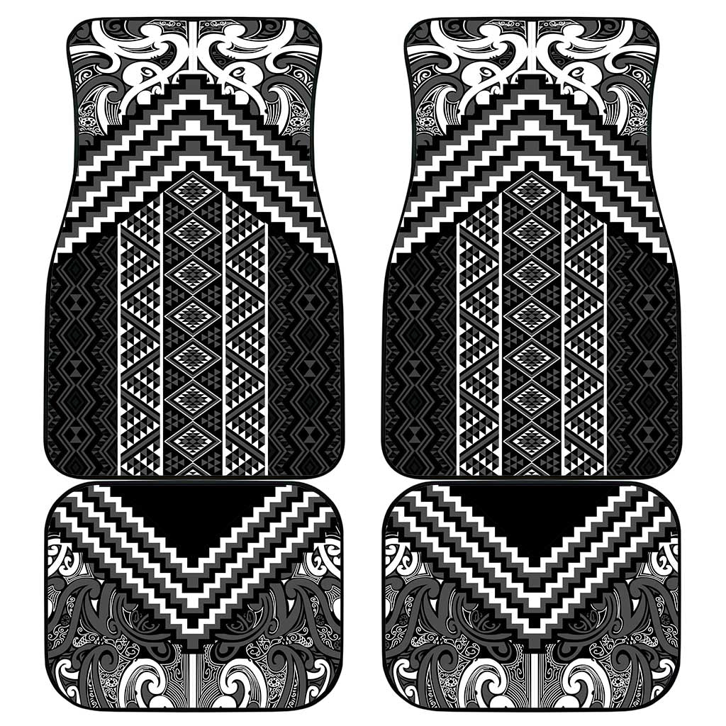Maori Tukutuku Taniko Motifs Car Mats Black Poutama Mix Kowhaiwhai LT7 - Polynesian Pride