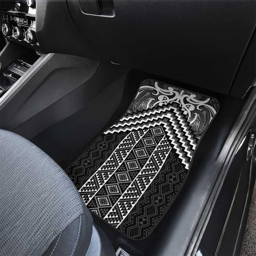 Maori Tukutuku Taniko Motifs Car Mats Black Poutama Mix Kowhaiwhai LT7 - Polynesian Pride