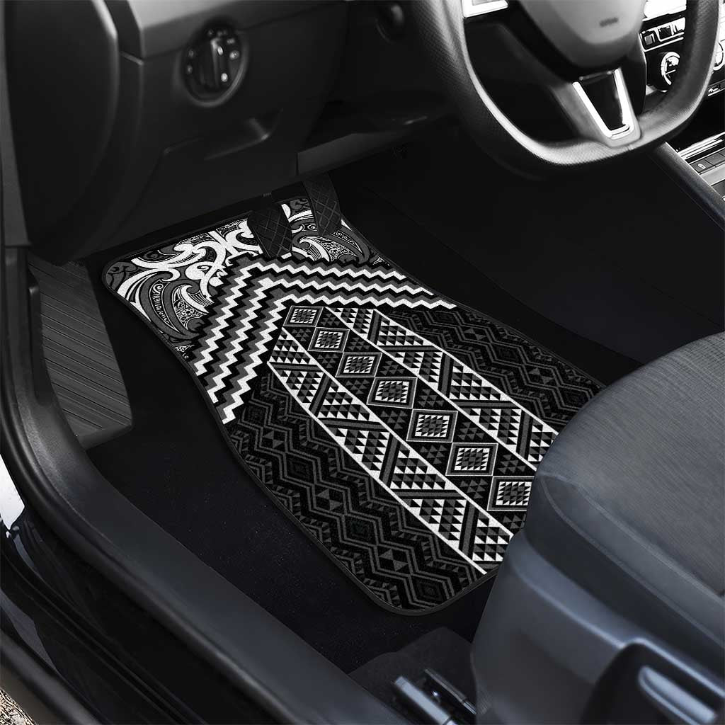 Maori Tukutuku Taniko Motifs Car Mats Black Poutama Mix Kowhaiwhai LT7 - Polynesian Pride