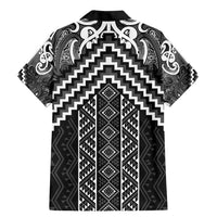 Maori Tukutuku Taniko Motifs Family Matching Mermaid Dress and Hawaiian Shirt Black Poutama Mix Kowhaiwhai LT7 - Polynesian Pride