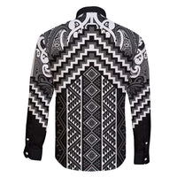 Maori Tukutuku Taniko Motifs Family Matching Summer Maxi Dress and Hawaiian Shirt Black Poutama Mix Kowhaiwhai LT7 - Polynesian Pride