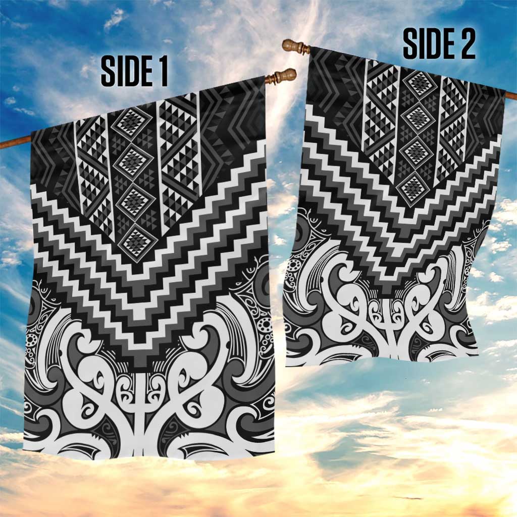 Maori Tukutuku Taniko Motifs Garden Flag Black Poutama Mix Kowhaiwhai LT7 - Polynesian Pride
