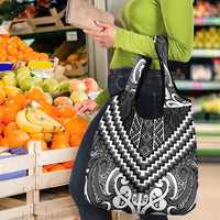 Maori Tukutuku Taniko Motifs Grocery Bag Black Poutama Mix Kowhaiwhai LT7 - Polynesian Pride