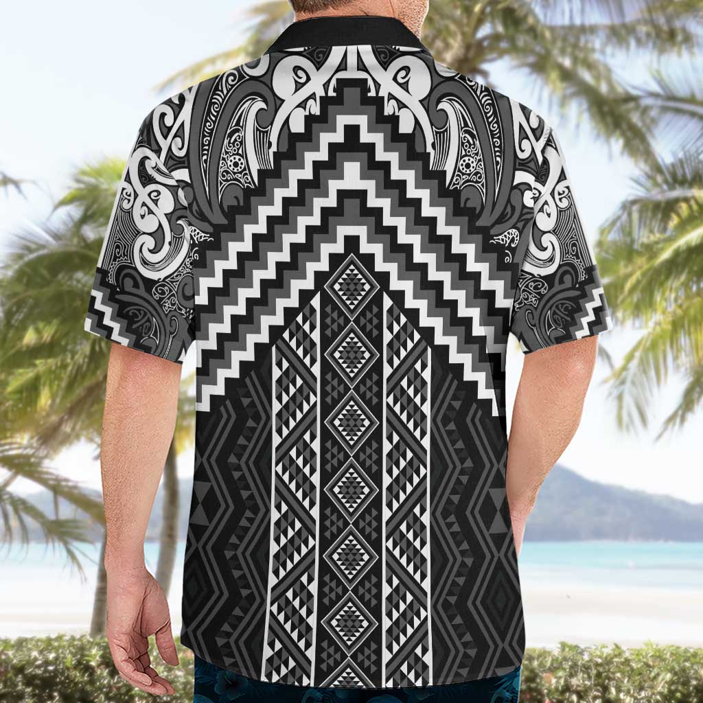 Maori Tukutuku Taniko Motifs Hawaiian Shirt Black Poutama Mix Kowhaiwhai LT7 - Polynesian Pride