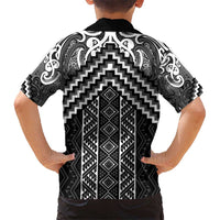 Maori Tukutuku Taniko Motifs Kid Hawaiian Shirt Black Poutama Mix Kowhaiwhai LT7 - Polynesian Pride