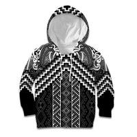 Maori Tukutuku Taniko Motifs Kid Hoodie Black Poutama Mix Kowhaiwhai LT7 Hoodie Black - Polynesian Pride
