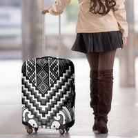 Maori Tukutuku Taniko Motifs Luggage Cover Black Poutama Mix Kowhaiwhai LT7 - Polynesian Pride
