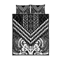 Maori Tukutuku Taniko Motifs Quilt Bed Set Black Poutama Mix Kowhaiwhai LT7 - Polynesian Pride